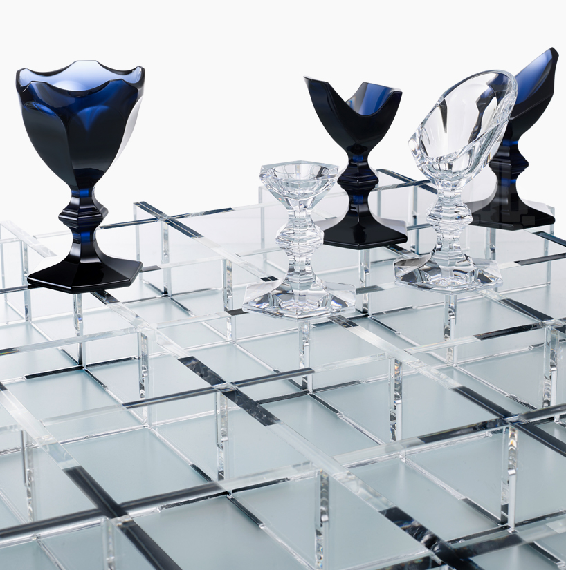 Luxuoso jogo de xadrez em cristal Baccarat - Vidrado